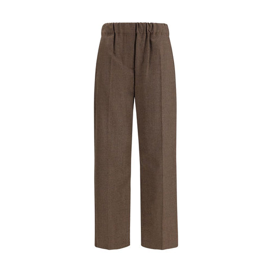Brown Wool Casual Pants