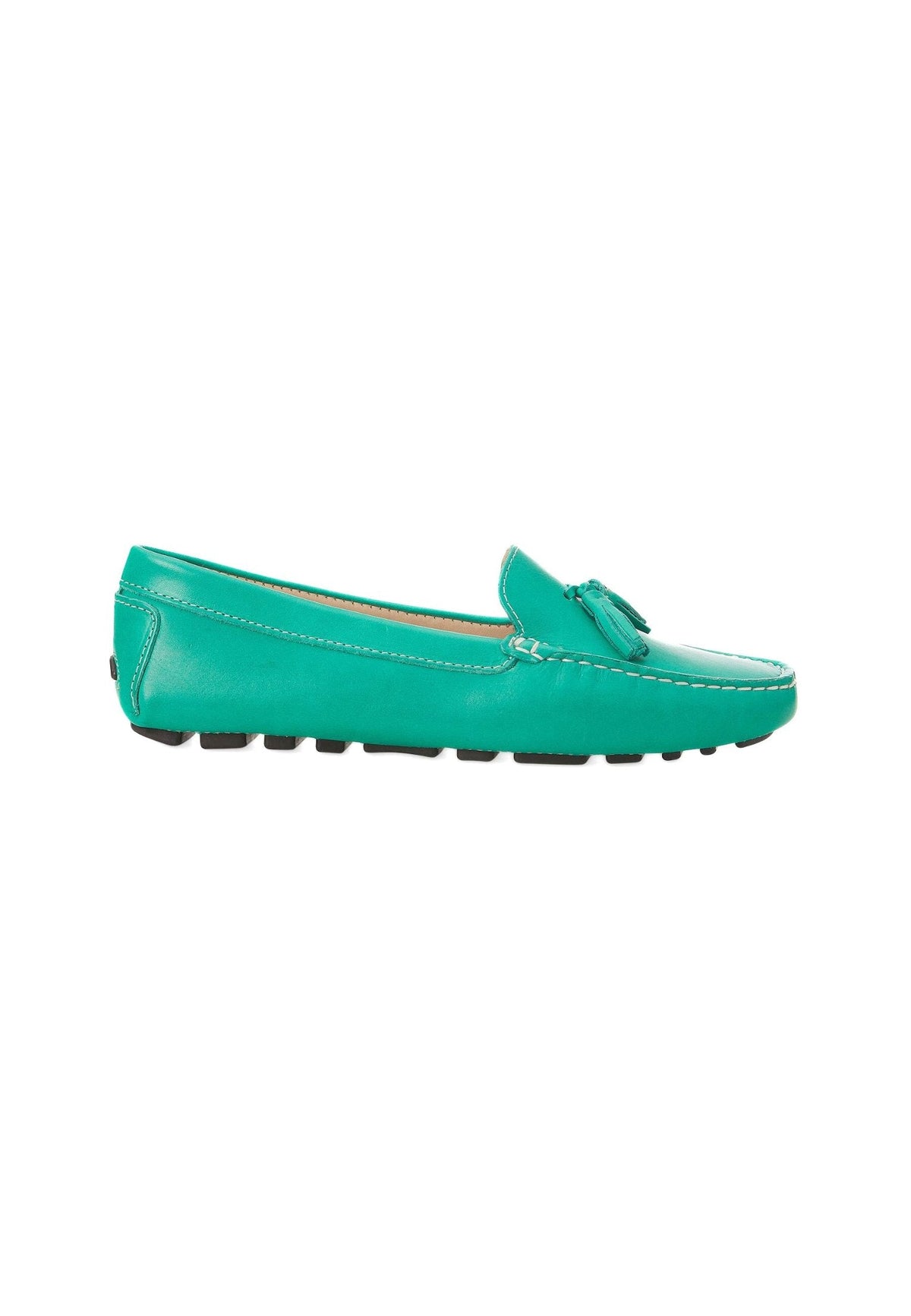 Green Calf Leather Loafers – Women’S Driving Moccasins With Tassel Detail