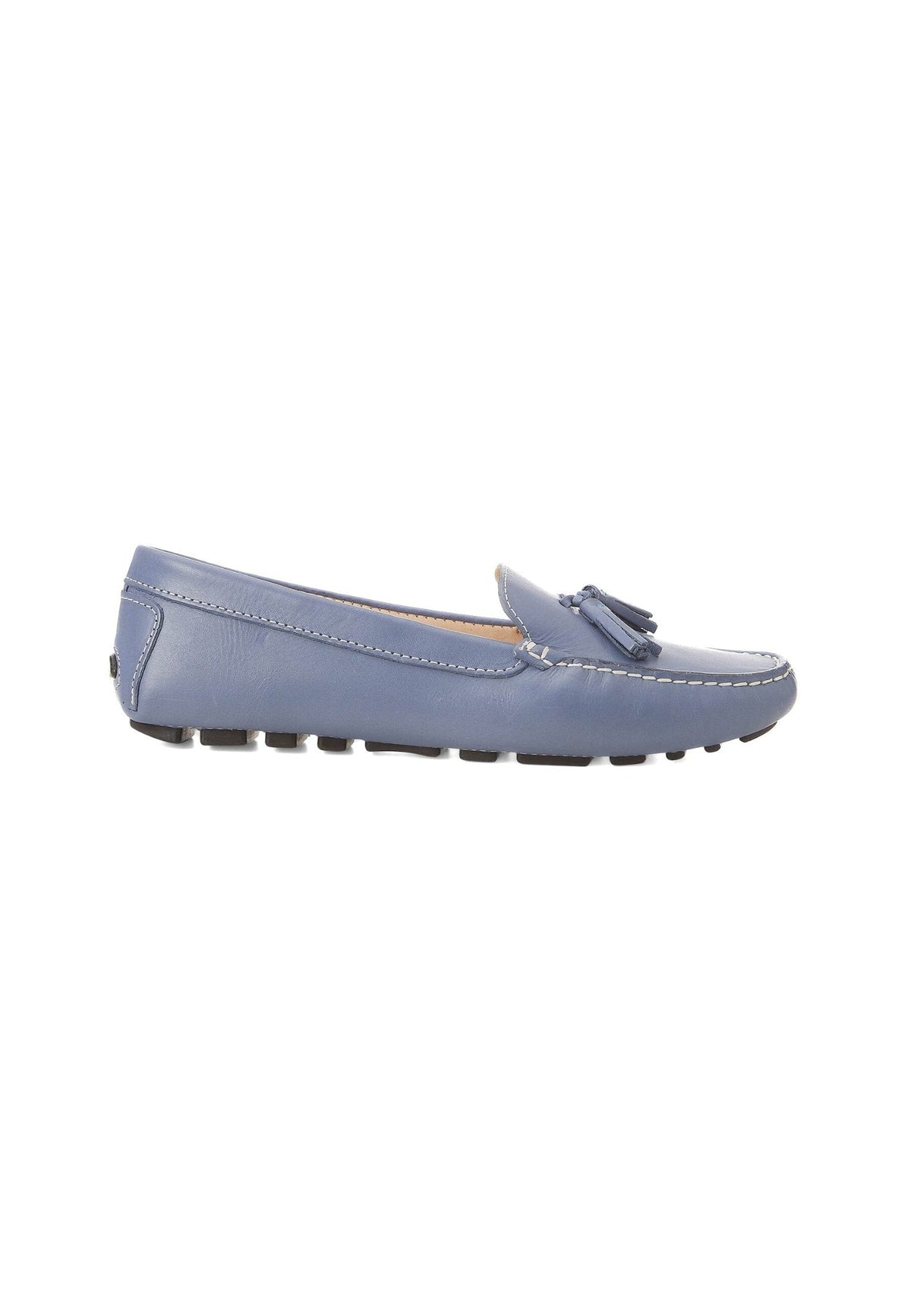 Blue Calf Leather Loafers – Women’S Driving Moccasins With Tassel Detail