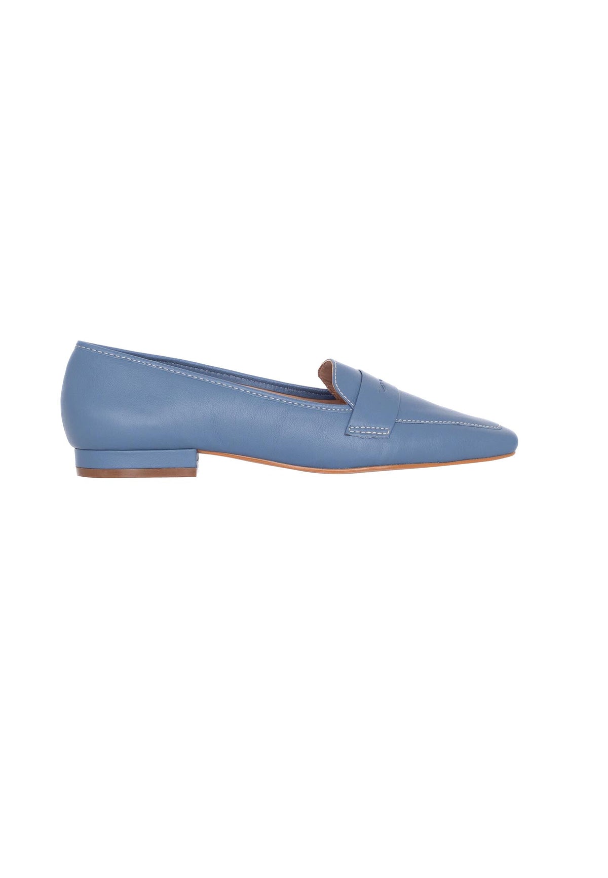 Blue Leather Flats Cipó – Women’S Square-Toe Loafers