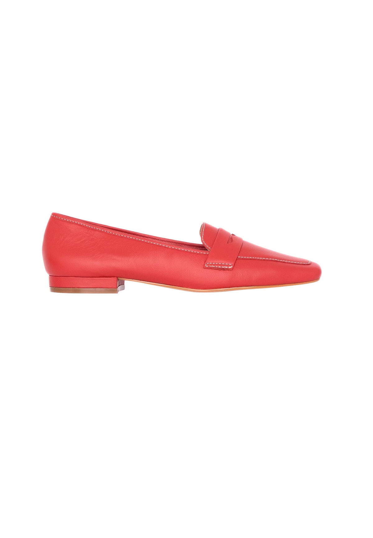 Red Leather Flats Cipó – Women’S Square-Toe Loafers