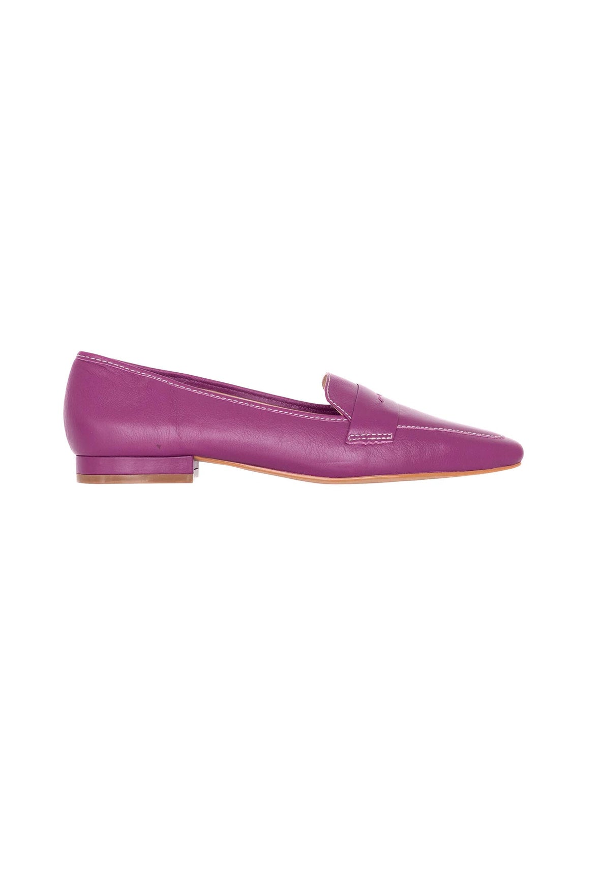 Purple Leather Flats Cipó – Women’S Square-Toe Loafers