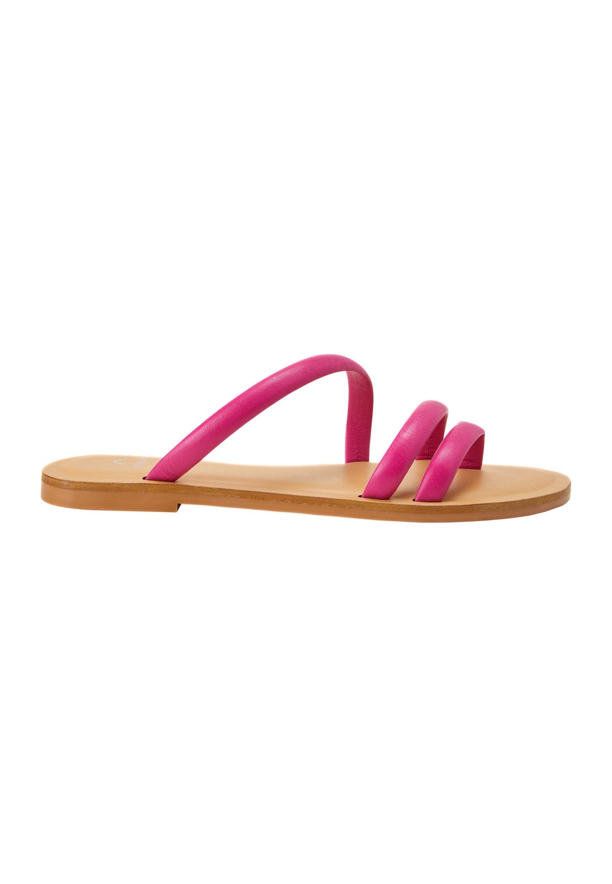 Pink Calf Leather Flat Sandals – Women’S Minimalist Three-Strap Slides