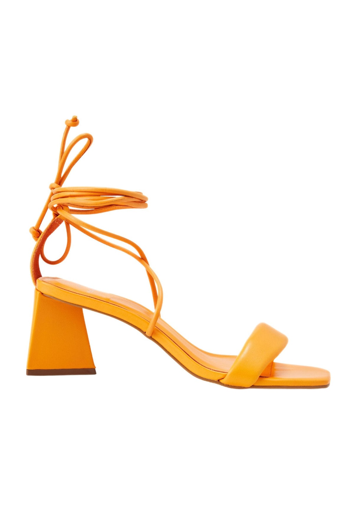 Orange Calf Leather Sandals CaúNa – Women’S Strappy 6.5 Cm Block Heel Wrap Design