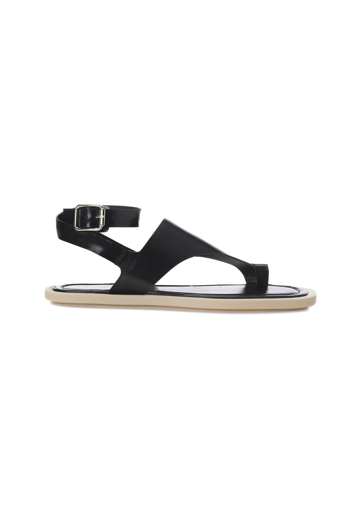 Black Leather Toe-Ring Sandals – Handmade Women’S Flat Sandals